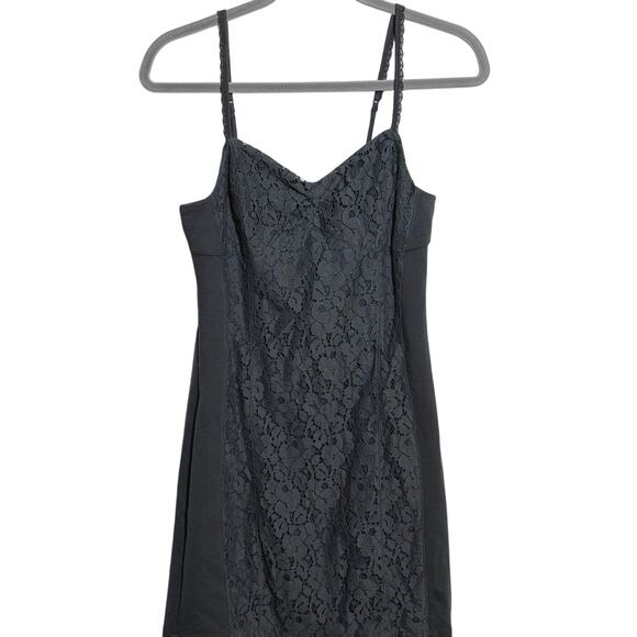 AE American Eagle Outfitters Y2K Gray Lace Overlay Bodycon Mini Dress Sz 10 - Picture 2 of 7